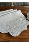 6 Pieces Curly Model Ecru Embroidered American Service Plate - 4