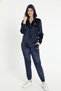 Women's Athlete Hooded Velvet Bottom-Top Tracksuit Set - 5