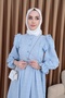 Blue Seersucker Dress - Shoulder Detail - 4