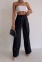 Hicri Women's Lycra High Waist Pleated Palazzo Fabric Pants - 3