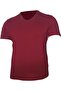 Men's Claret Red Large Size V-Neck Lycra T-shirt