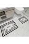 Non-Slip Base Washable Double Bath Mat Set Black and White Bath Digital Printed 60X90Cm- 40X60Cm