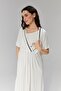 Women's Ecru Design Full Length Summer 100% Cotton Maternity Maternity Dressing Gown Nightgown Set of 2 - 3