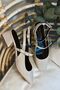 Women's Mary Jane Beige Nude Skin Patent Leather Open Back Square Toe Helmet Short Block Heeled Shoes - 6
