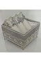 Square Velvet Footed Towel Holder and Cotton Scalloped 30*50 cm 3 Pcs Small Towels - 2