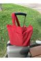 Red Eco-Friendly Cloth Bag, Linen Hand and Shoulder Bag with Pockets, Grocery Shopping Bag - 4