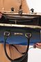Blue Black Translucent Patent Leather Scholarship Bag and Wallet Set - 3