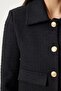 Tweed Crop Blazer Jacket Black Lto0002 - 6