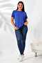 Short Sleeve Soft Textured Flowy T-Shirt 21638 Cobalt blue