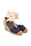 Denim Blue String Wedge Heeled Linen Espadrille - Real Handmade - 2