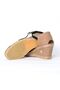 Authentic Handmade Black Ankle Strap Open Linen Espadrilles Wedge Heel - 4