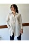 Beige Cotton Shirt with Blue Stripes - 3