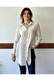 Beige Cotton Shirt with Blue Stripes
