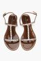 Vienna Earth Color Stone Detail Ankle Strap Flat Sole Women's Sandals - 6