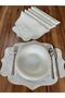 6 Pieces Curly Model Ecru Embroidered American Service Plate