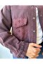 سترة قطنية مخرمة مع طية صدر السترة وجيب - 4