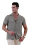 Khaki Green Black Polka Dot Oversize Relaxed Fit Short Sleeve Loose Shirt
