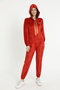 Women's Athlete Hooded Velvet Bottom-Top Tracksuit Set - 7
