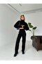 Black High Waist Knitwear Set with Finger Loop for Women