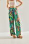 Women's Green Patterned Viscose Trousers with Elastic Waist 60101052 - 7