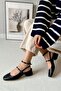 Women's Black Matte Leather Mary Jane Short Block Heeled Shoes - 3