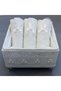 Square Velvet Footed Towel Holder and Cotton Scalloped 30*50 cm 3 Pcs Small Towels - 3