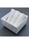 Square Velvet Footed Towel Holder and Cotton Scalloped 30*50 cm 3 Pcs Small Towels - 2