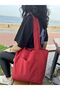 Red Eco-Friendly Cloth Bag, Linen Hand and Shoulder Bag with Pockets, Grocery Shopping Bag - 6