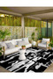 Black and White Illustrated Themed Woven Base Carpet and Washable Carpet Miravip10326 - 2