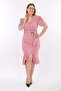 Women's Balloon Sleeve Double Breasted Belted Rose Dress - 4