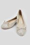 Women's Beige Glitter Genuine Leather Size 35-41 Ballerinas - 4