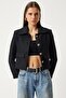 Tweed Crop Blazer Jacket Black Lto0002