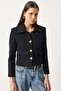 Tweed Crop Blazer Jacket Black Lto0002 - 3