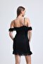LACE THIN STRAPLES SKIRT AND COLLAR RUFFLE DRESS - 5