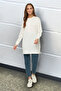 Ecru Crew Neck Slit Detailed Basic Knitted Sweatshirt TCTAW22TW0138