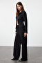 Siyah Wide Leg/Geniş Paça Yüksek Bel Dokuma Kumaş Pantolon TWOSS23PL00314 - 2