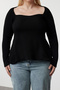 Black Sweetheart Neckline Fitilii Knitwear Sweater Tbbaw25An00045 - 4