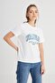 Regular Fit Normal Cut Crew Neck 100% Cotton Broken White T-shirt