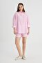 Relaxed Fit Wide Cut 100% Cotton Pink Shirt - 2
