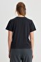 Regular Fit Regular Cut V-Neck 100% Cotton Black T-Shirt - 5