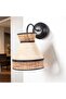 Natural Hazeran & Velvet Fabric Sconce Indoor Wall Lighting Special Design Handmade 30X25Cm - 3