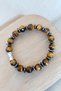 Tiger Eye Bracelet, 10 mm Large Size Faceted Cut Tiger Eye Stone Bracelet