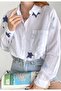 Star Embroidery Wide-Fit Flowy Cotton Shirt