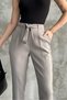 Women's Seasonal Fabric - Skinny Leg, Pleated and Belted Trousers - 3