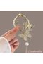 Butterfly Women's Bun Hair Clip Gold Metal - New Style Dangling Pearl and Crystal Stone Hair Clip - 2
