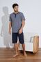 Combed Single Jersey Jacquard Men's Capri Pajama Set - 4