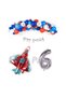 6 Years Jet Airplane - Pilot - F16 Themed Balloon Chain Party Set - ( Red White Navy Blue Balloon