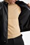 Slim Fit Stand Collar Faux Leather Coat Z3248Az23Sp - 5