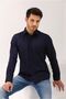 Navy Blue Gabardine Sweat-Absorbing Breathable Regular Men's Shirt - 2