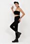 Black High Waist, Slimming, Firming Rib Detailed Interlock Tights - 3